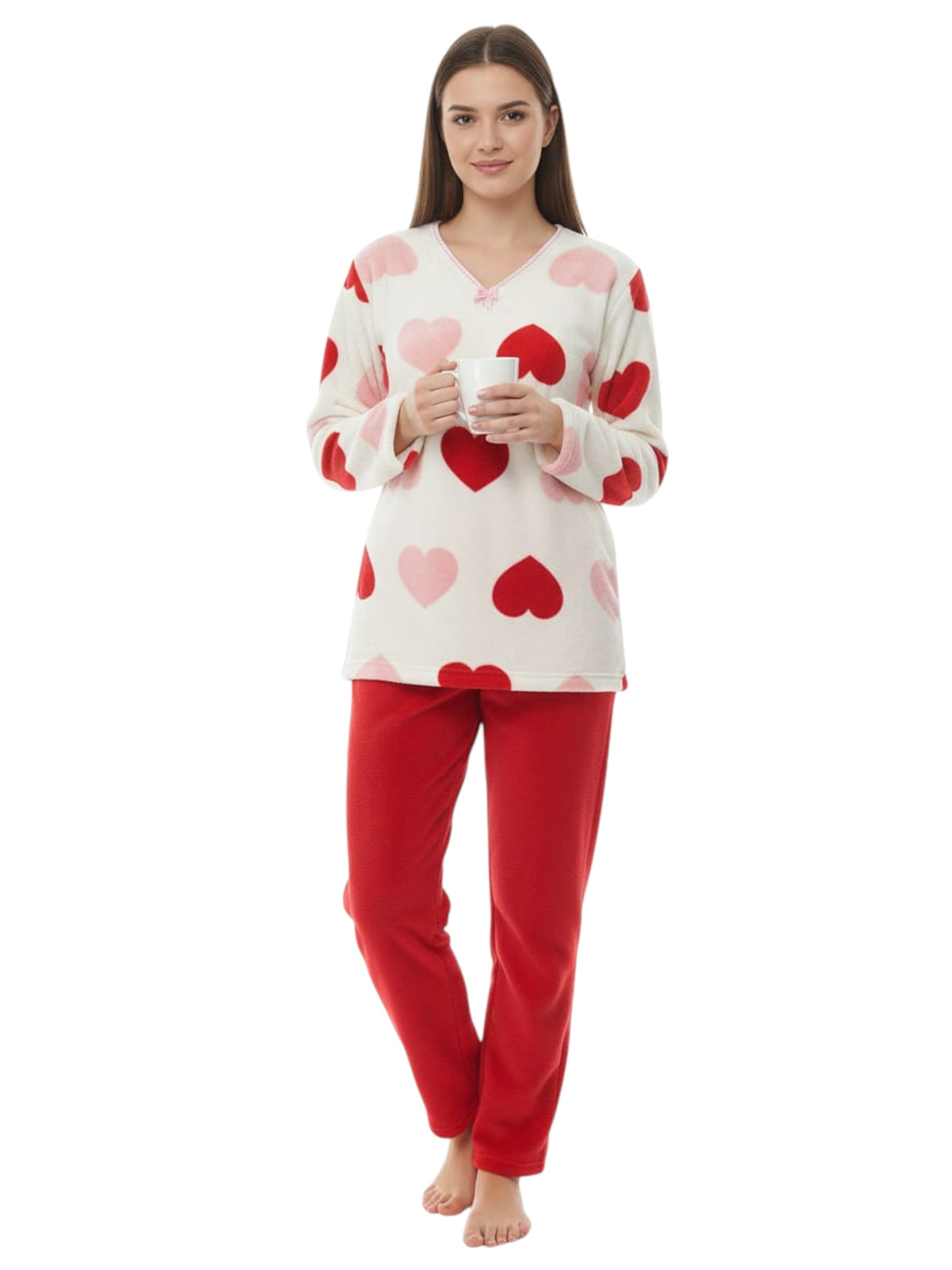 Image for Women's Faux Fur Pajama Set,White