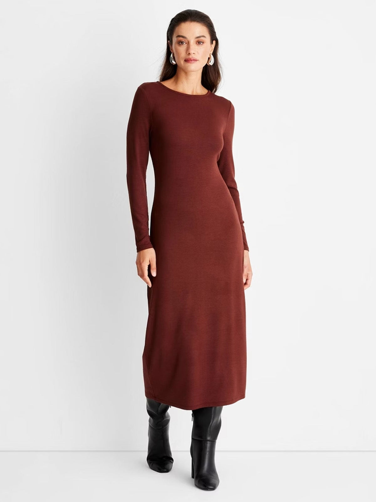 Image for Women's Knitted Dress,Brown
