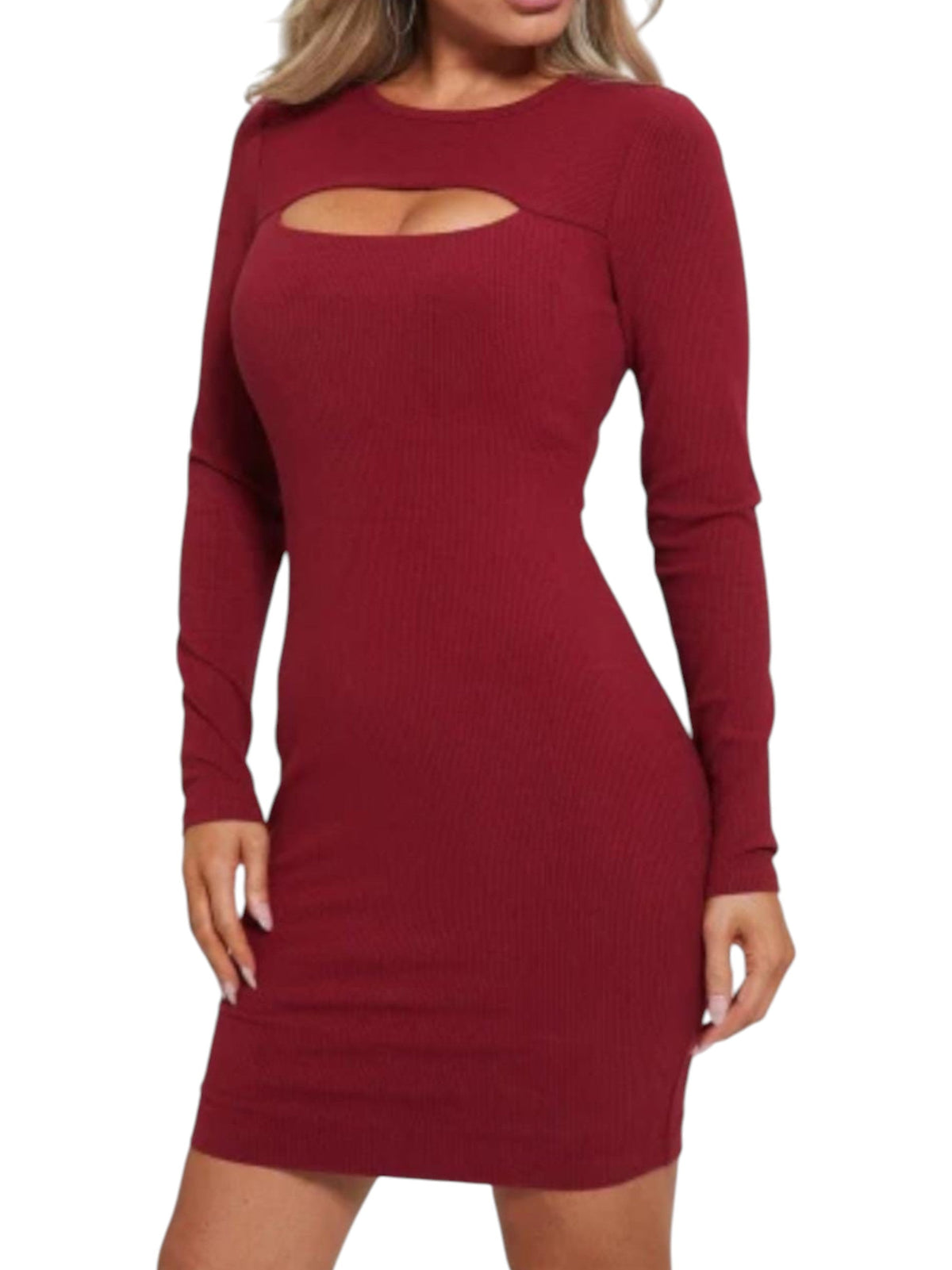 Image for Womne's Knitted Dress,Burgundy