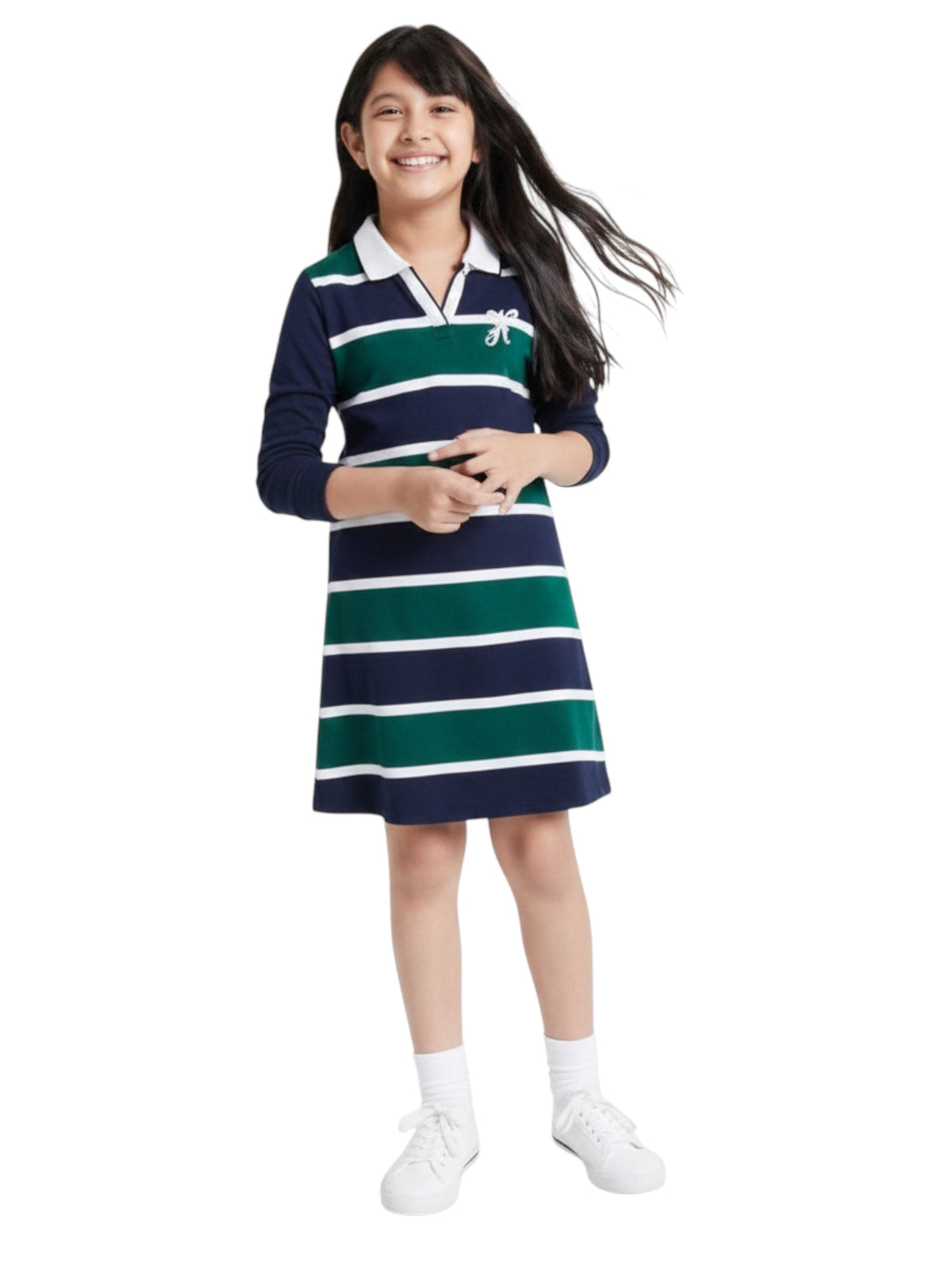 Image for Kids Girl's Striped Dress,Navy
