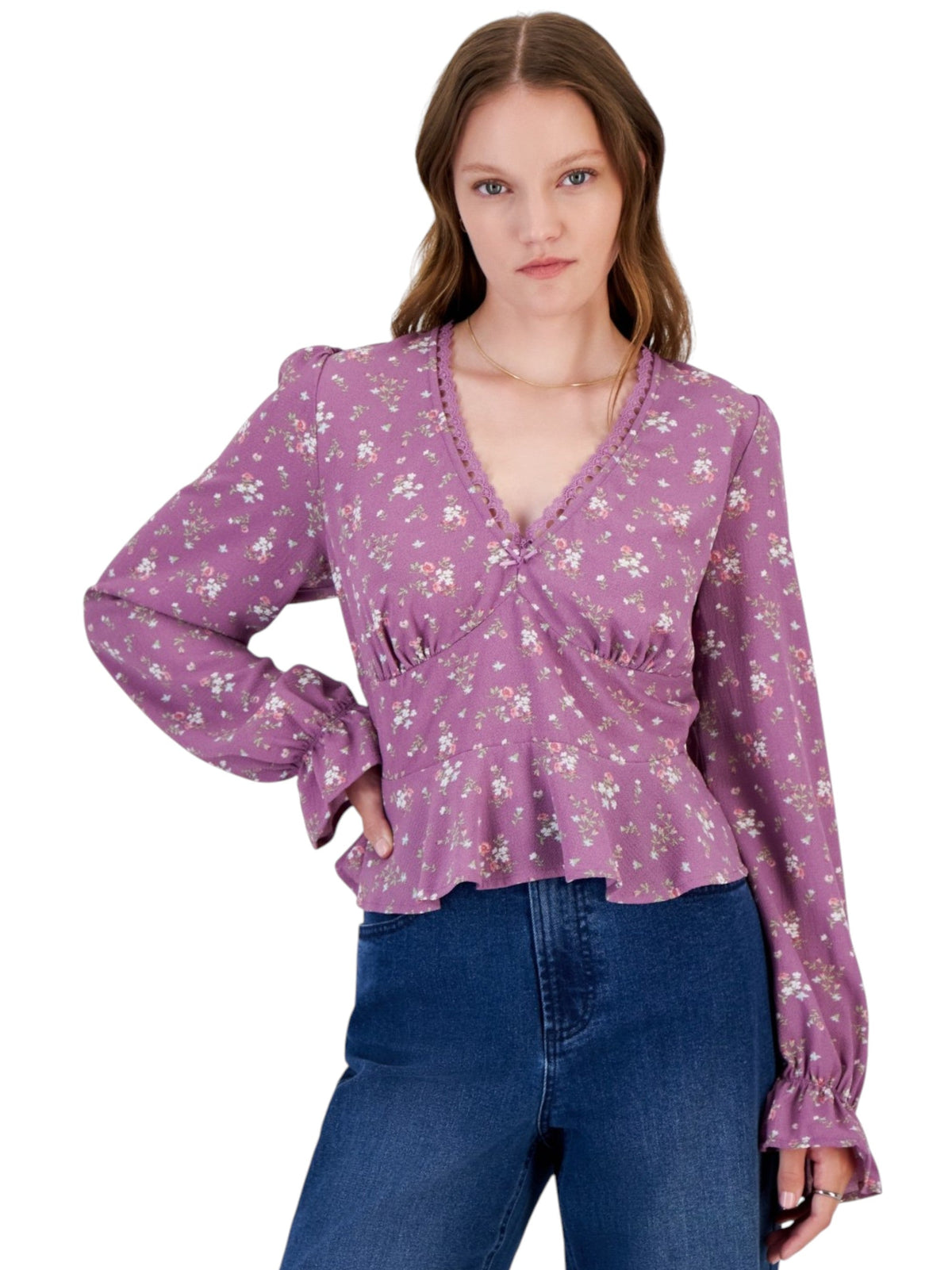 Image for Women's Floral Printed Top,Purple