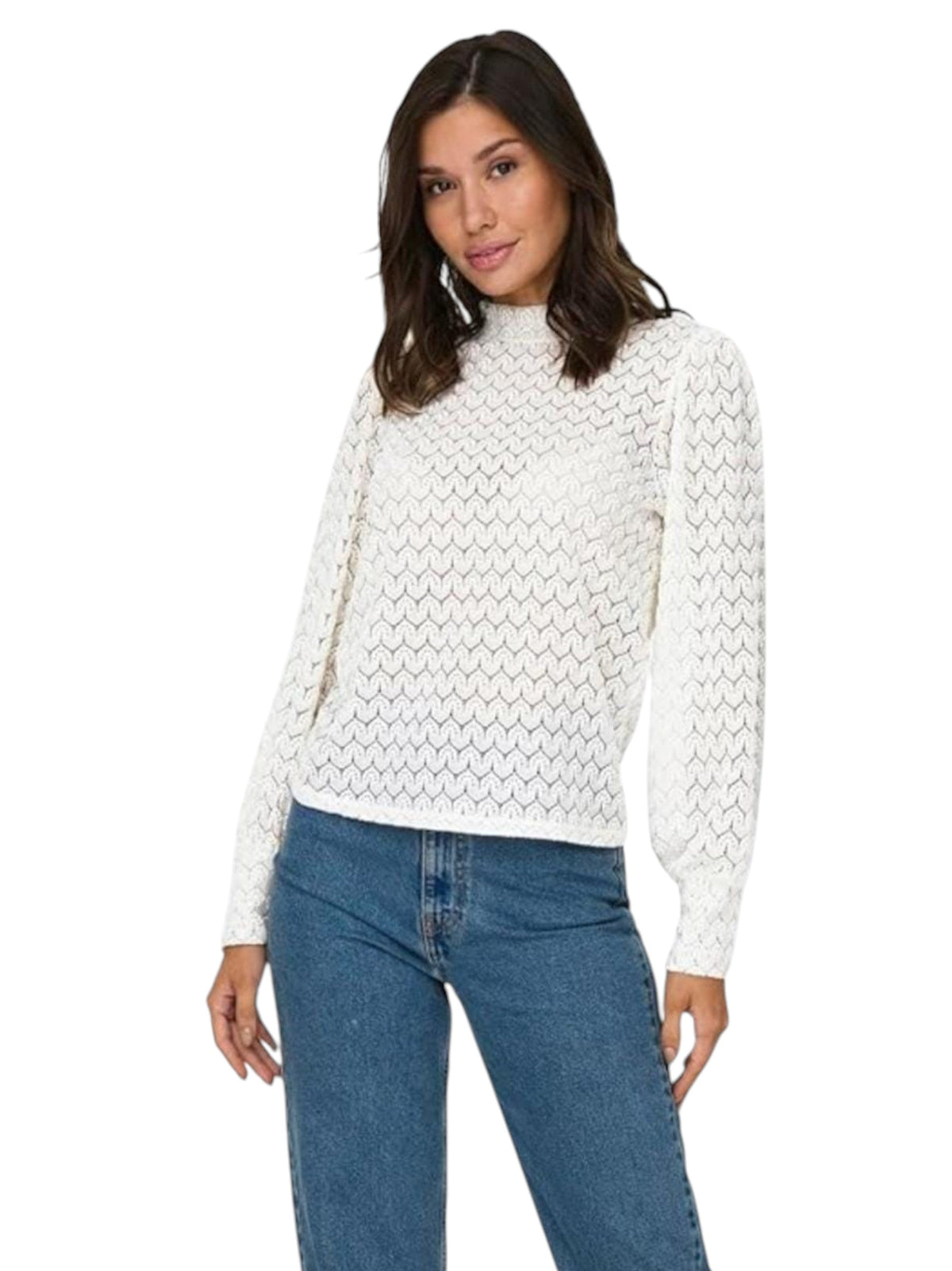 Image for Women's Lace Sheer Top,White