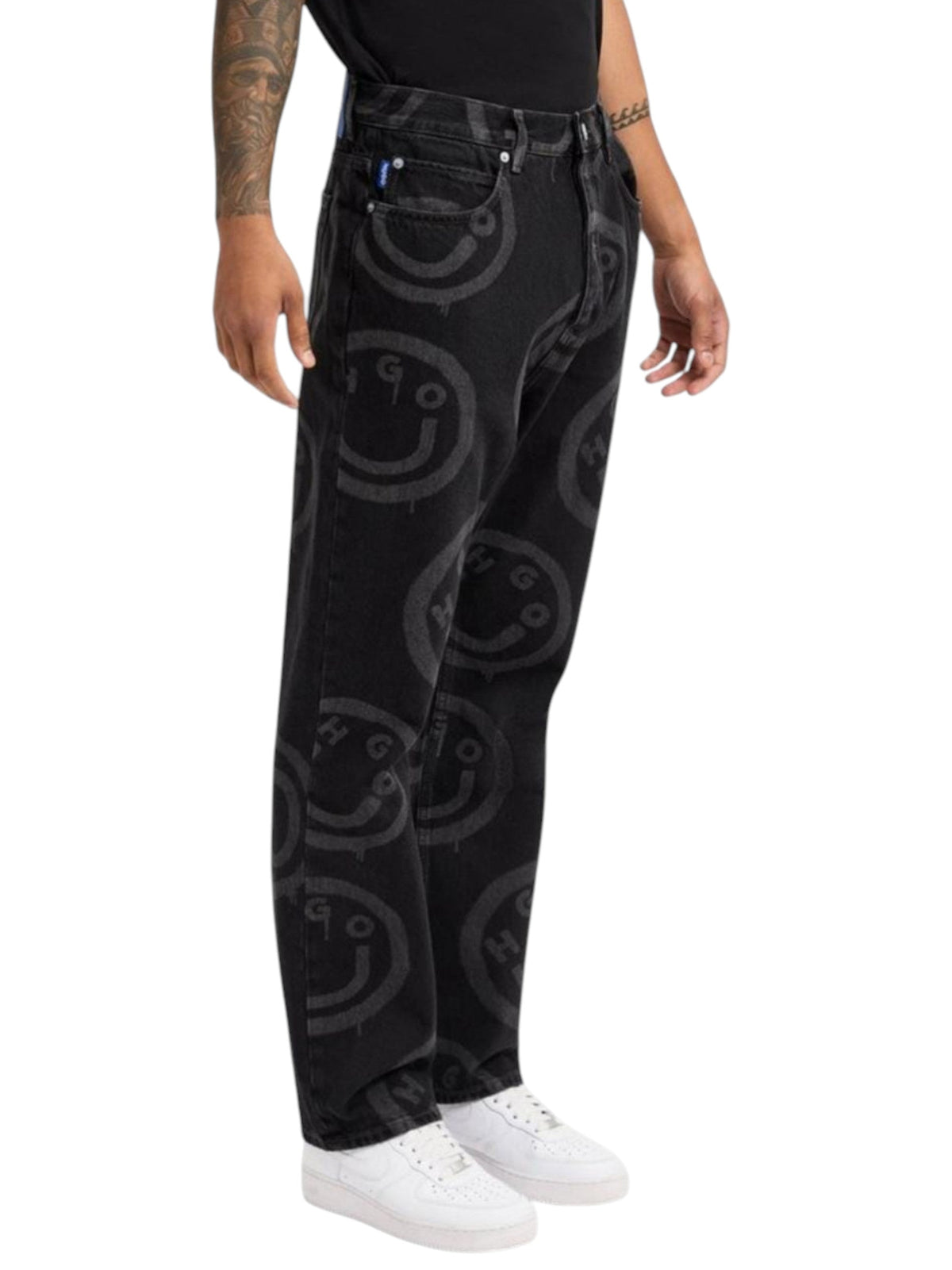 Image for Men's Printed Jeans,Black