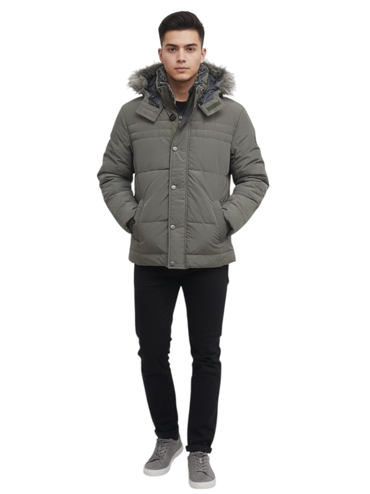 Image for Men's Quilted Jacket,Light Olive