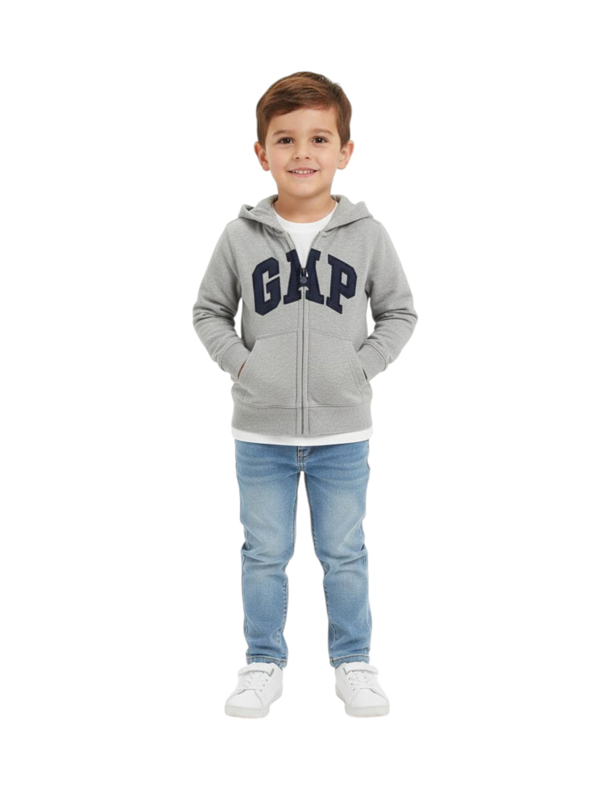 Image for Kids Boy's Brand Logo Printed Hoodie,Light Grey