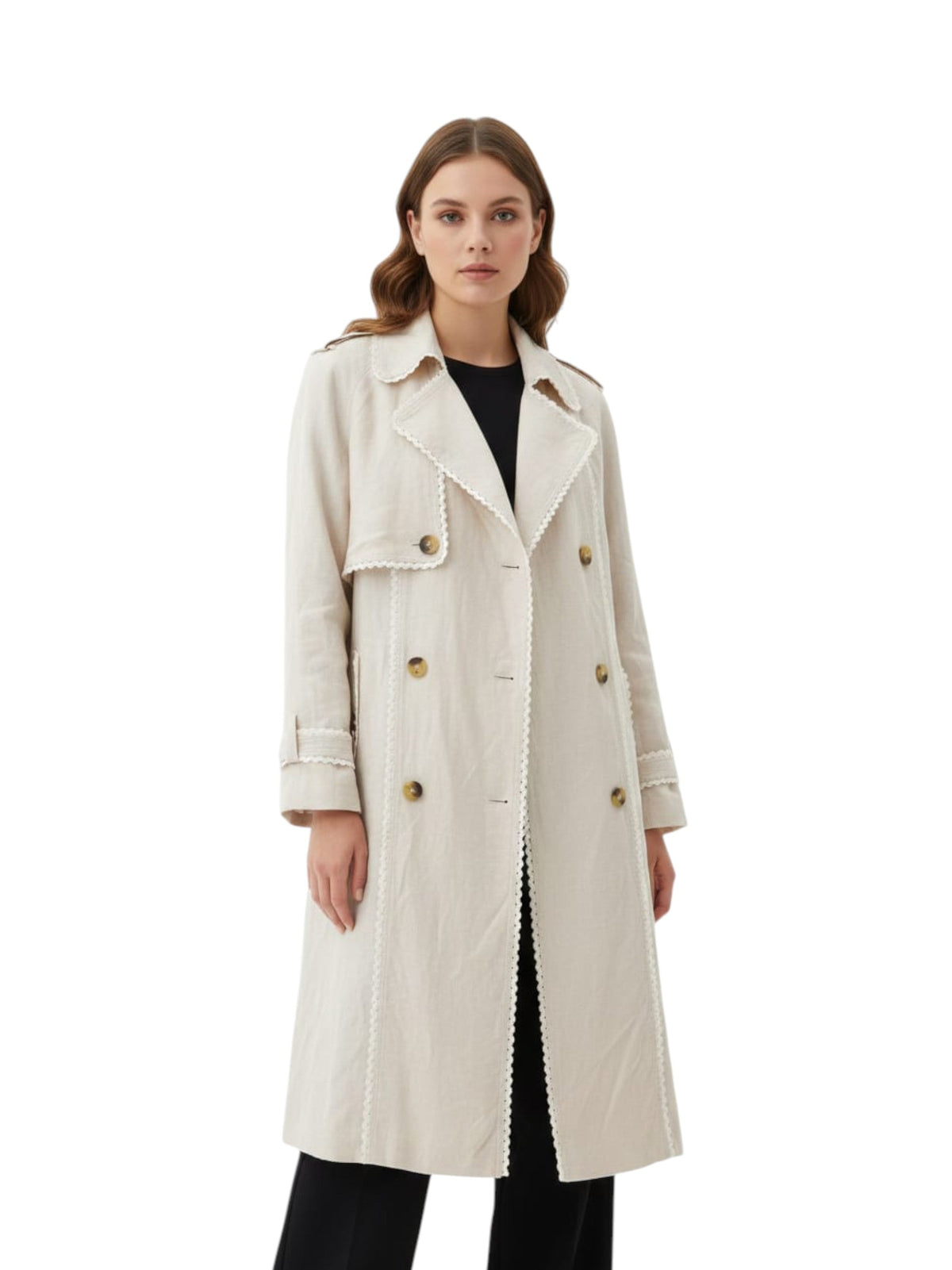 Image for Women's Plain Solid Coat,Light Beige