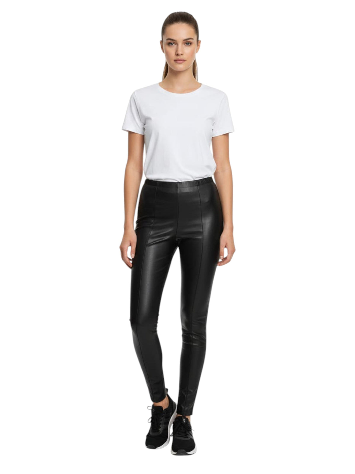 Image for Women's Plain Leather Pant,Black