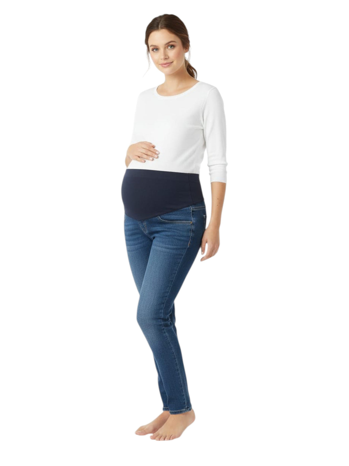 Image for Women's Washed Pregnant Jeans,Blue