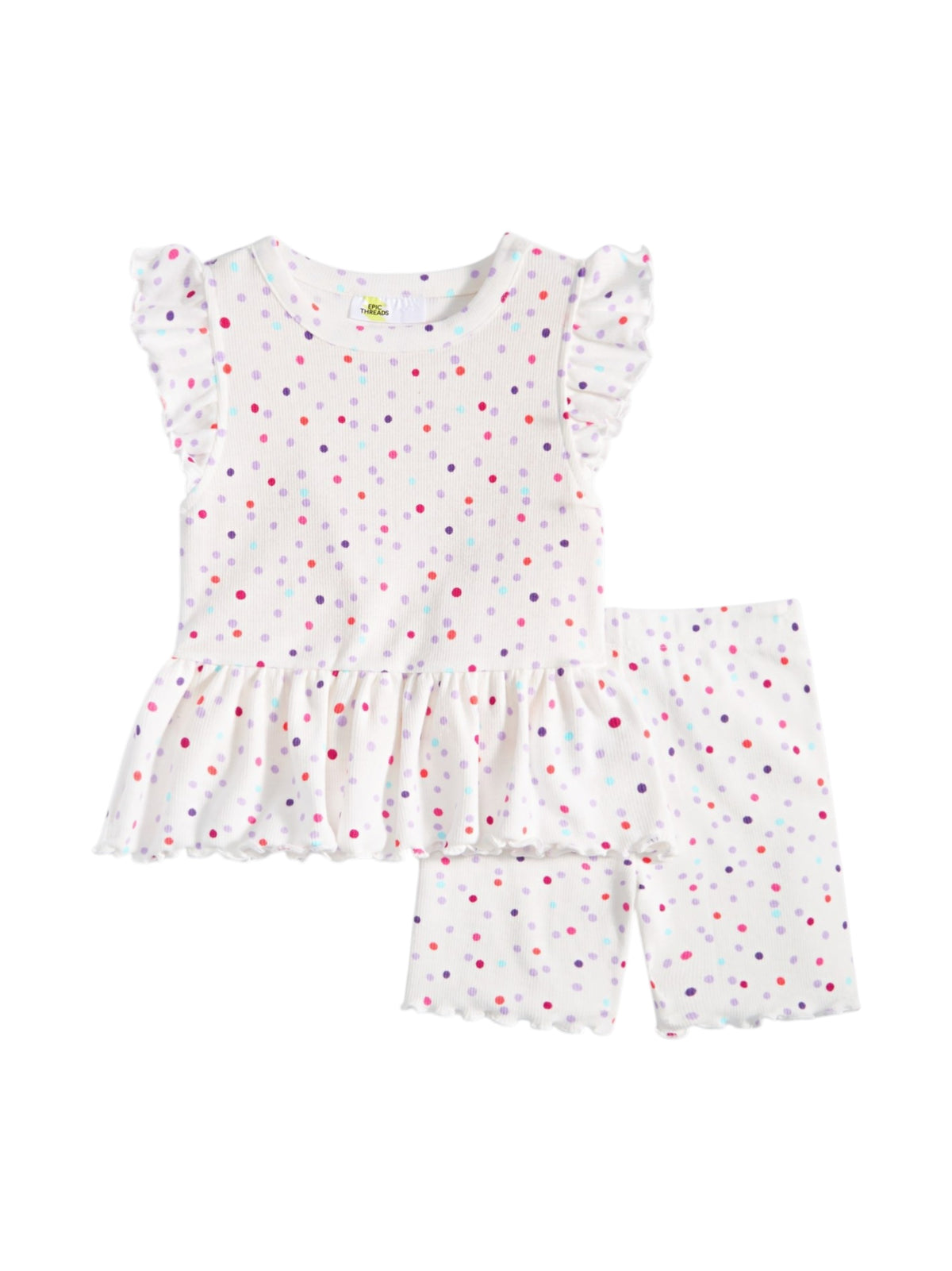 Image for Kids Girl's Dotted Set Top&Short,White