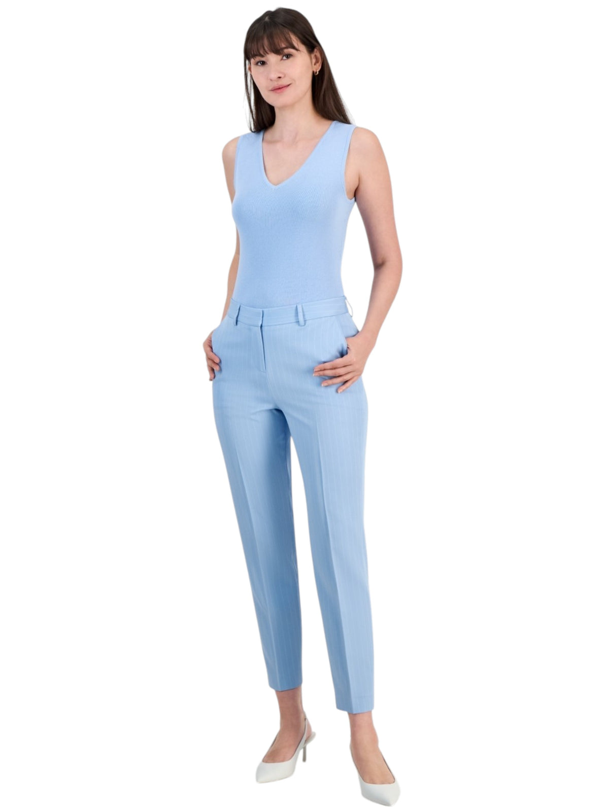 Image for Women's White Striped Pant,Blue