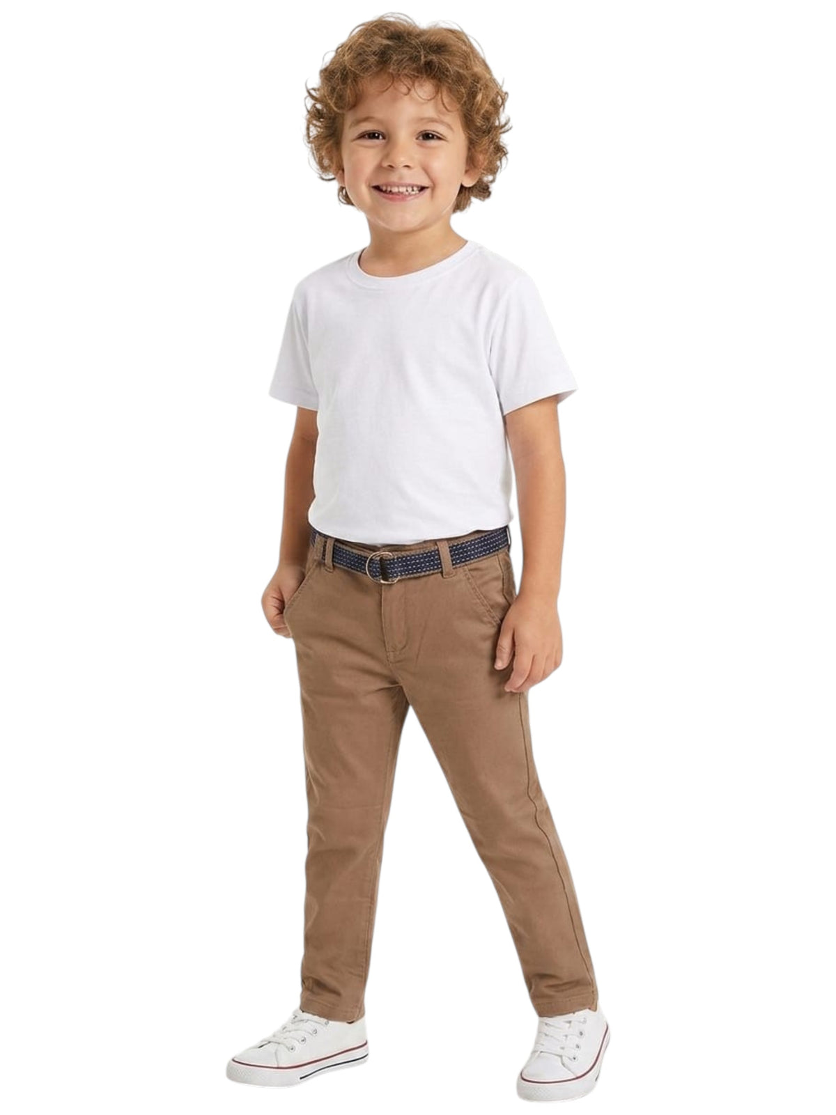 Image for Kids Boy's Plain Pant&Belt,Brown