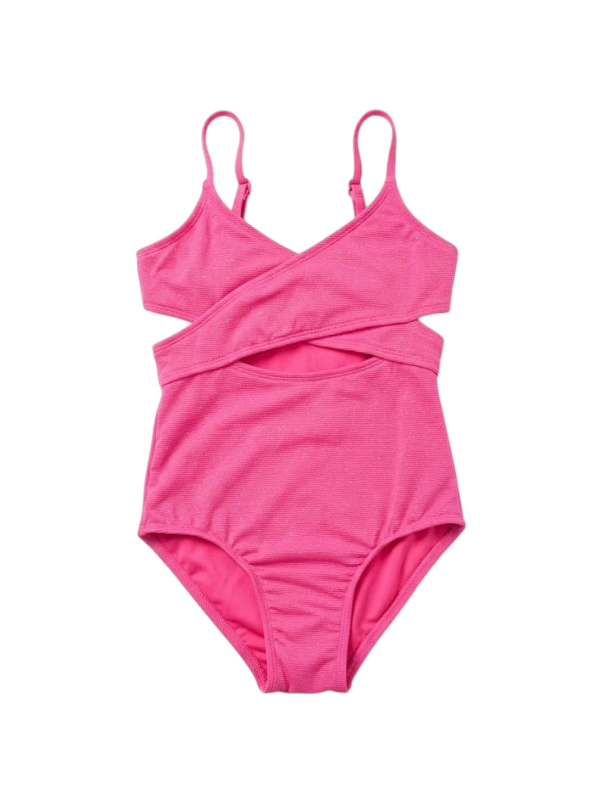 Image for Kids Girl's Shiny Ribbed One Pieces Open Swimsuit,Pink
