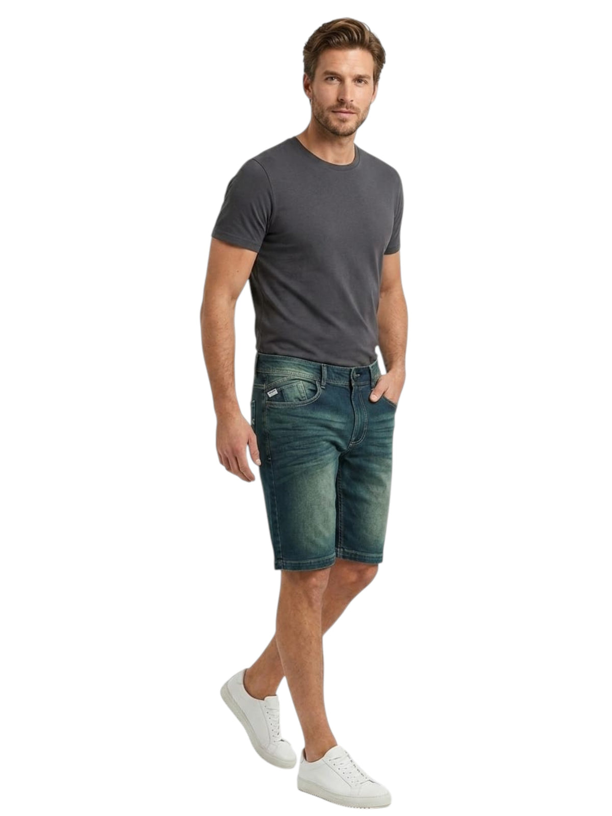 Image for Men's Washed Short Jeans,Navy