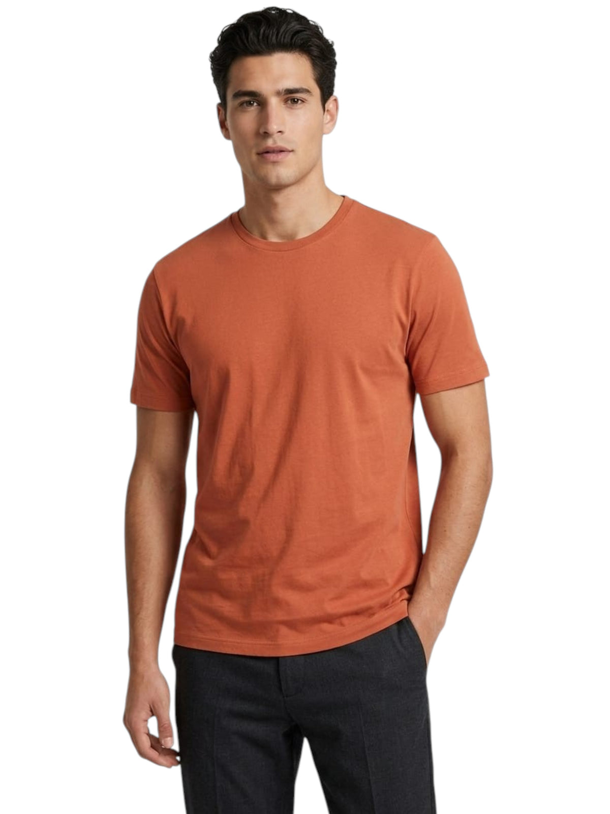 Image for Men's Plain Solid Top,Dark Orange