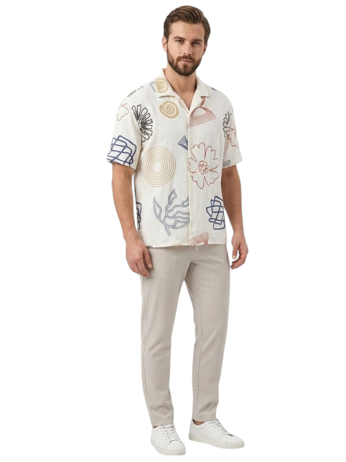 Image for Men's Printed Dress Shirt,Beige