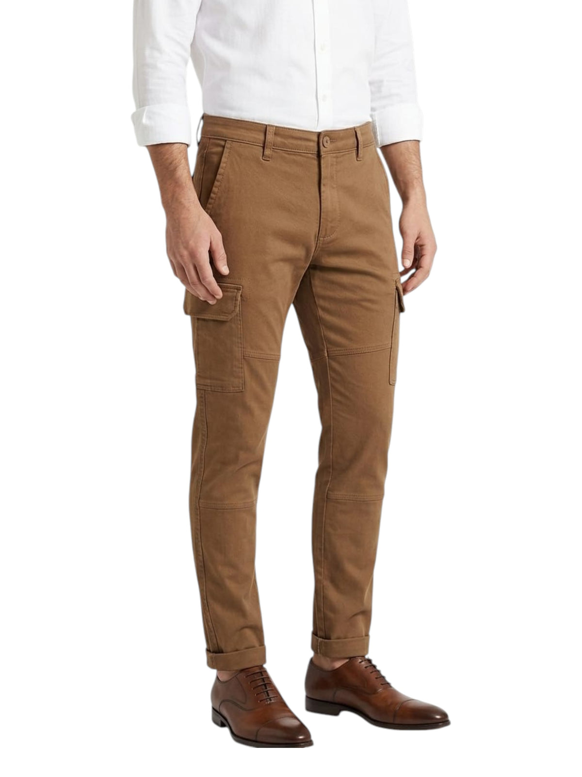 Image for Men's Plain Solid Cargo Pant,Brown