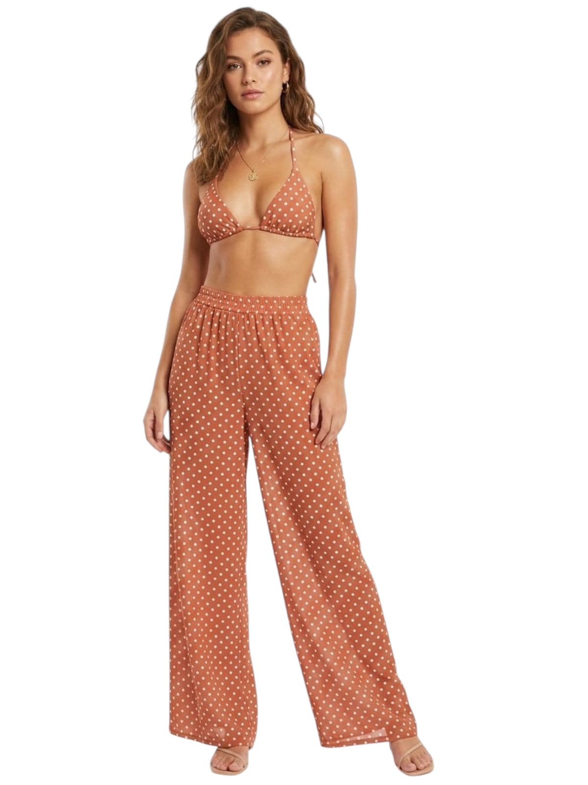 Image for Women's Printed Sheer Cover Up Pant,Burnt Orange