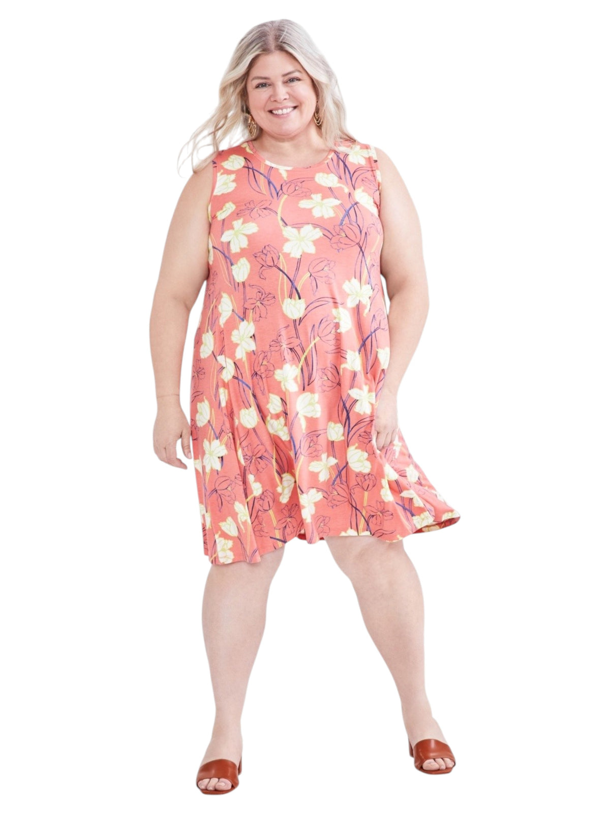 Image for Women's Printed Dress,Coral