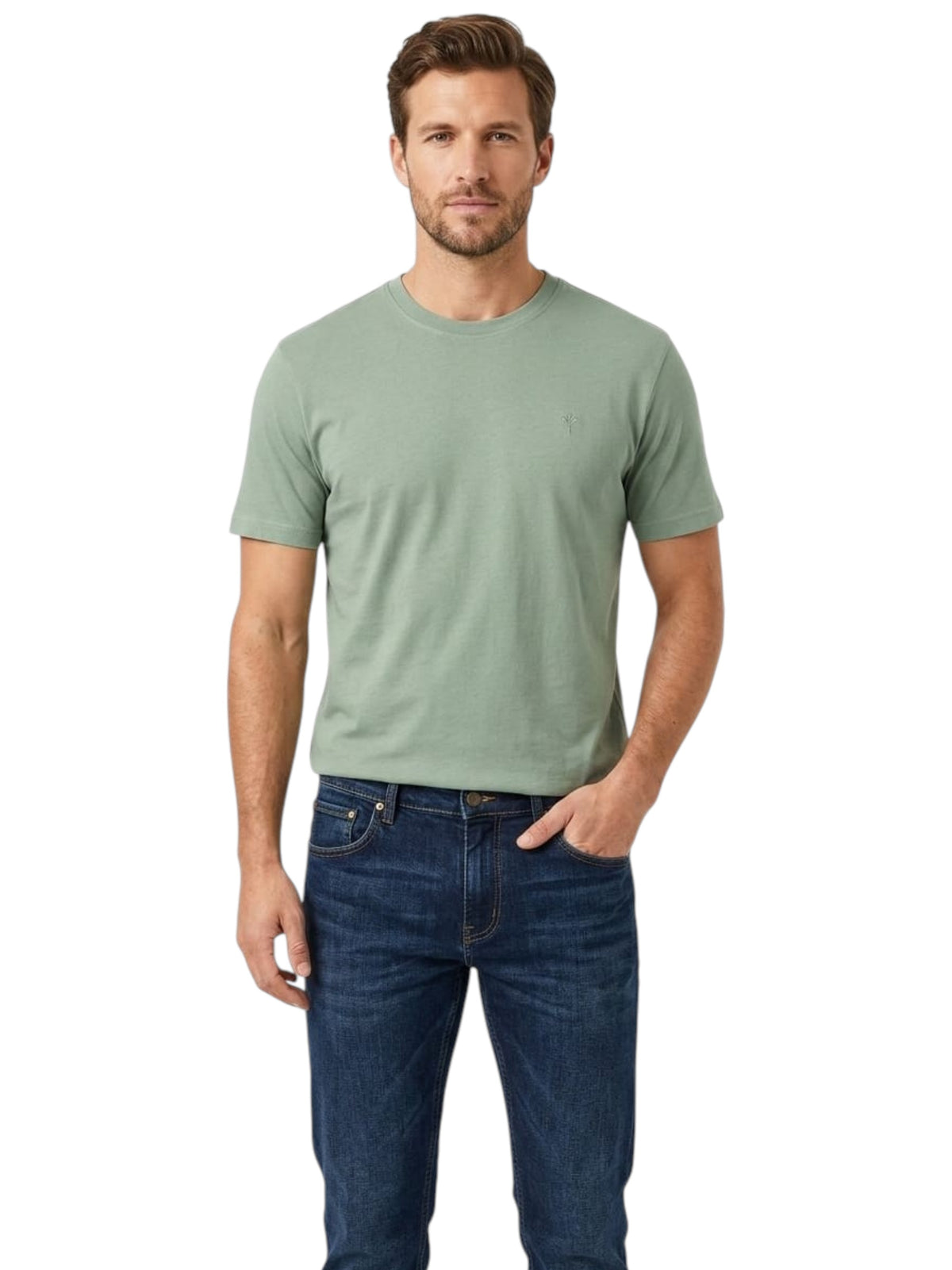Image for Men's Plain Solid Top,Dark Mint Green