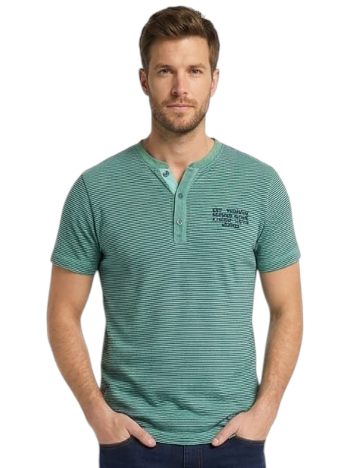 Image for Men's Striped Top,Dark Turquoise