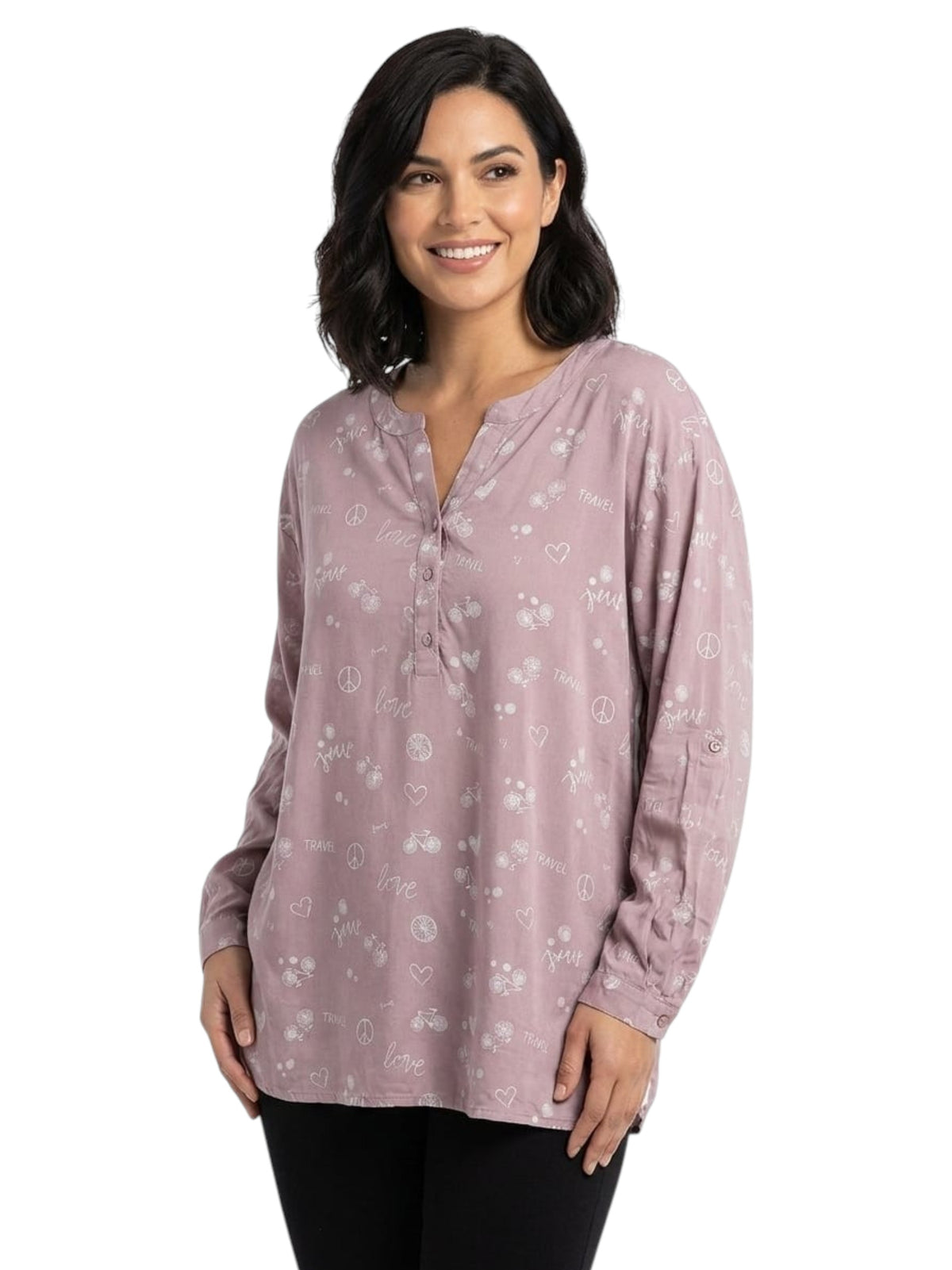 Image for Women's Printed Top,Dark Nude