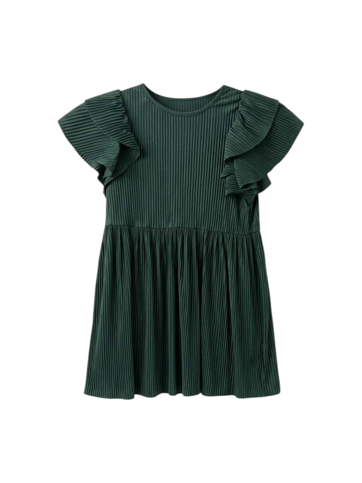 Image for Kids Girl's Ribbed Dress,Dark Green