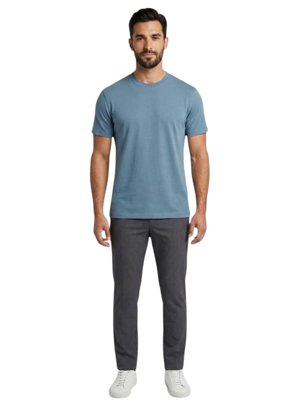 Image for Men's Plain Solid Top,Dusty Blue