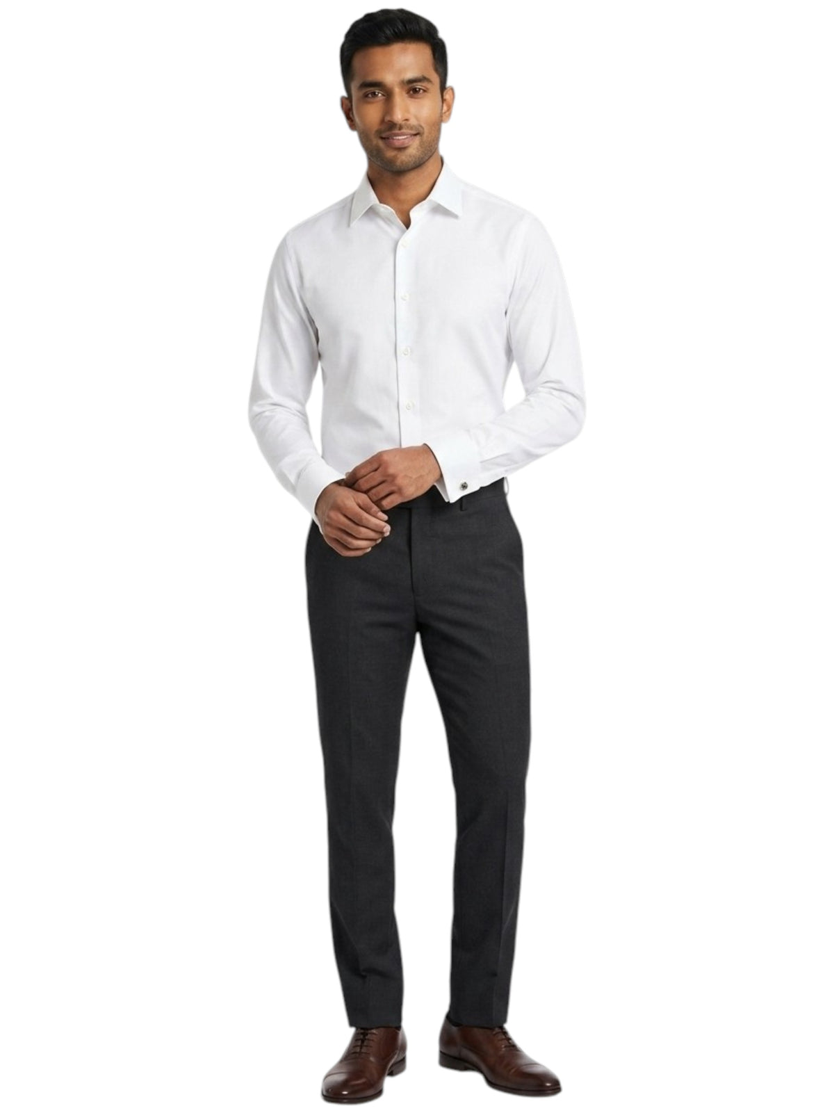 Image for Men's Plain Solid Dress Shirt,White