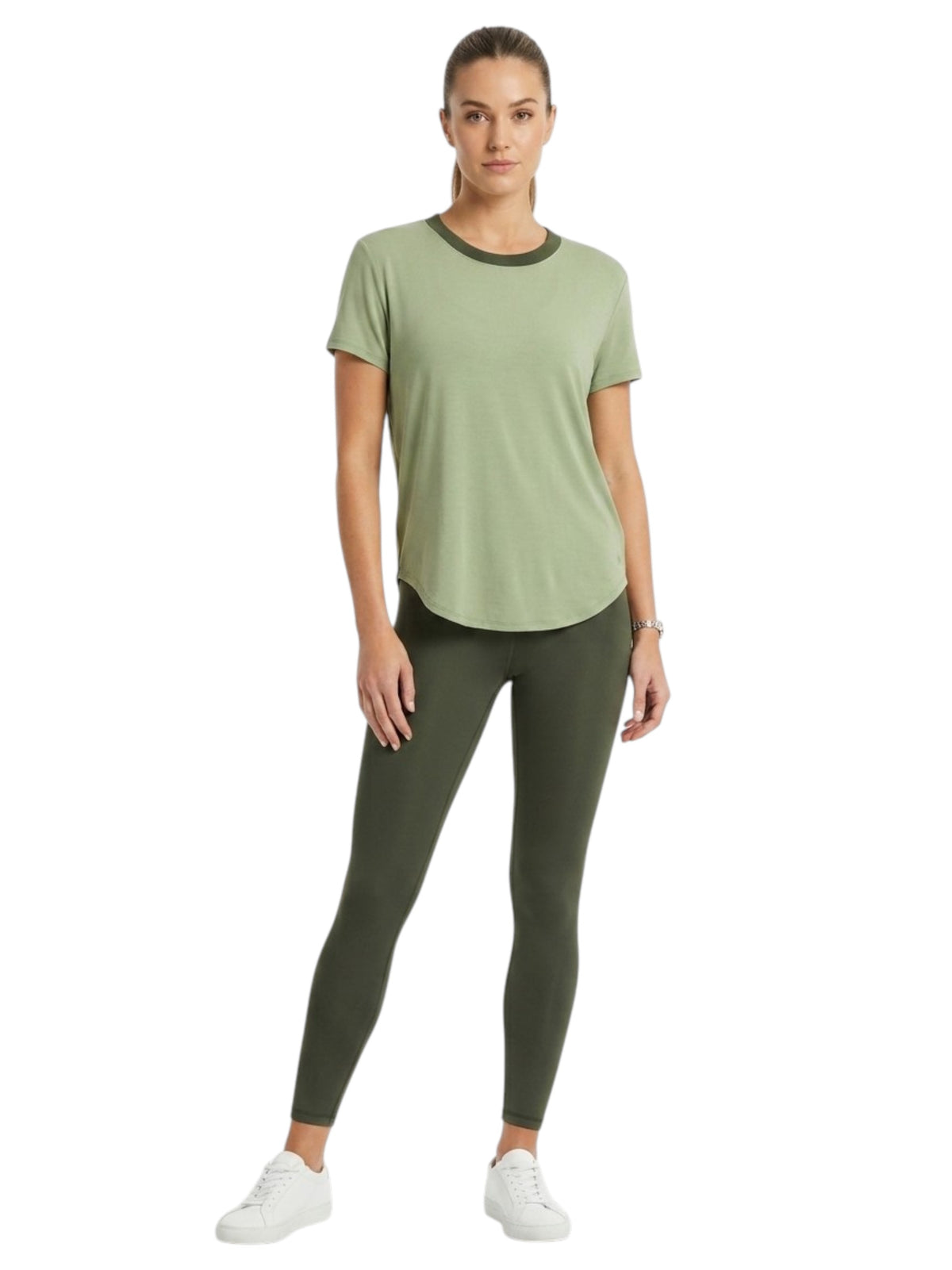 Image for Women's Plain Solid Sport Top Open Back,Green