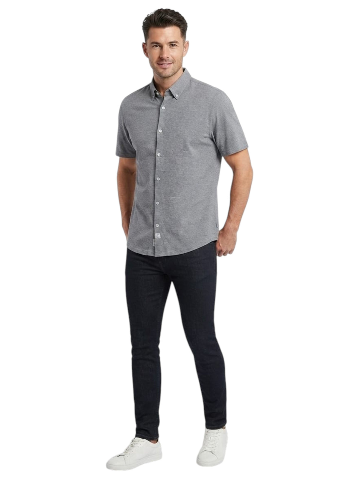 Image for Men's Textured Dress Shirt,Grey