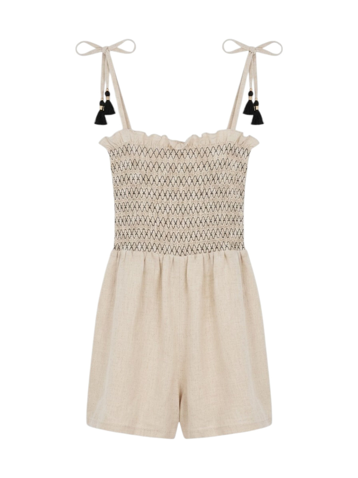 Image for Kids Girl's Smocked Jumpsuit,Beige