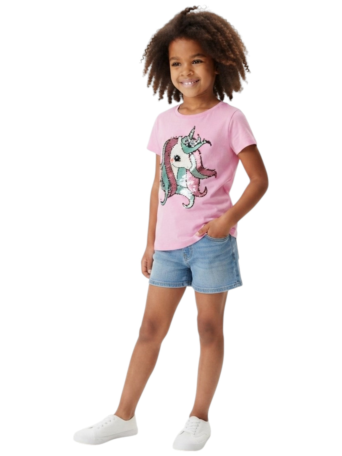 Image for Kids Girl's Graphic Sequin Printed Top,Pink