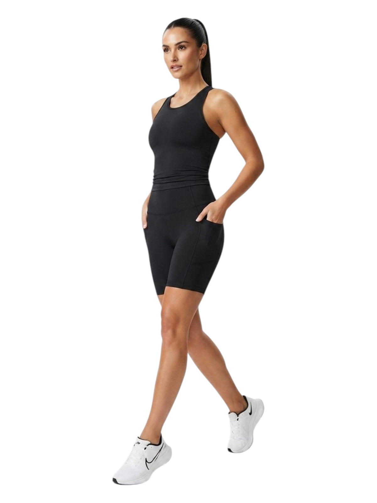 Image for Women's Plain Solid Short Legging,Black