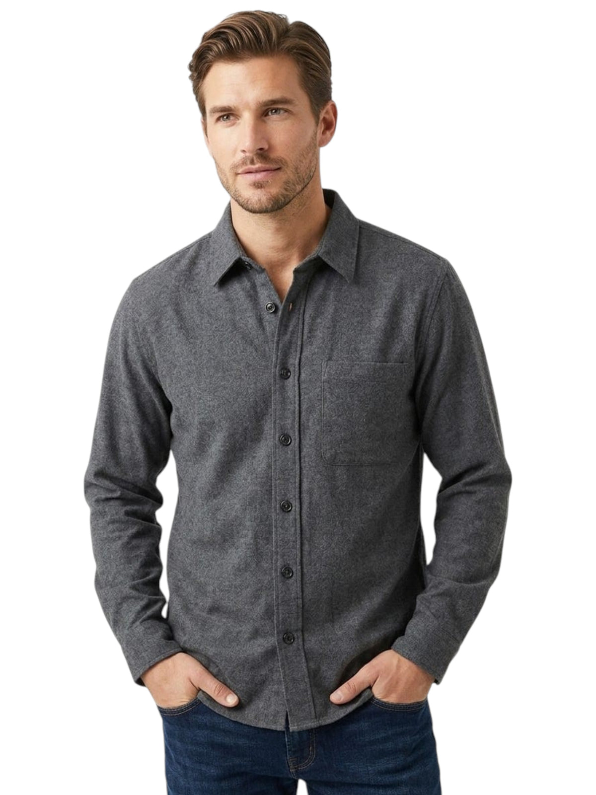 Image for Men's Plain Solid Dress Shirt,Dark Grey