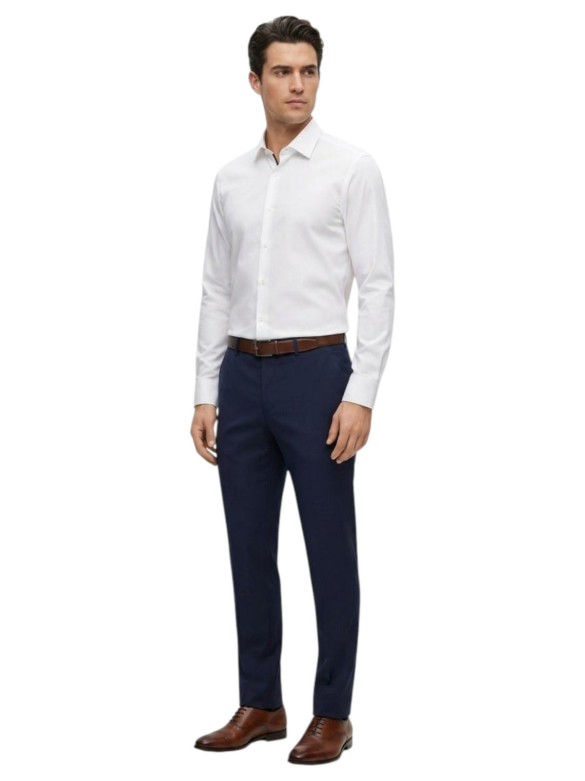 Image for Men's Plain Solid Dress Shirt,White