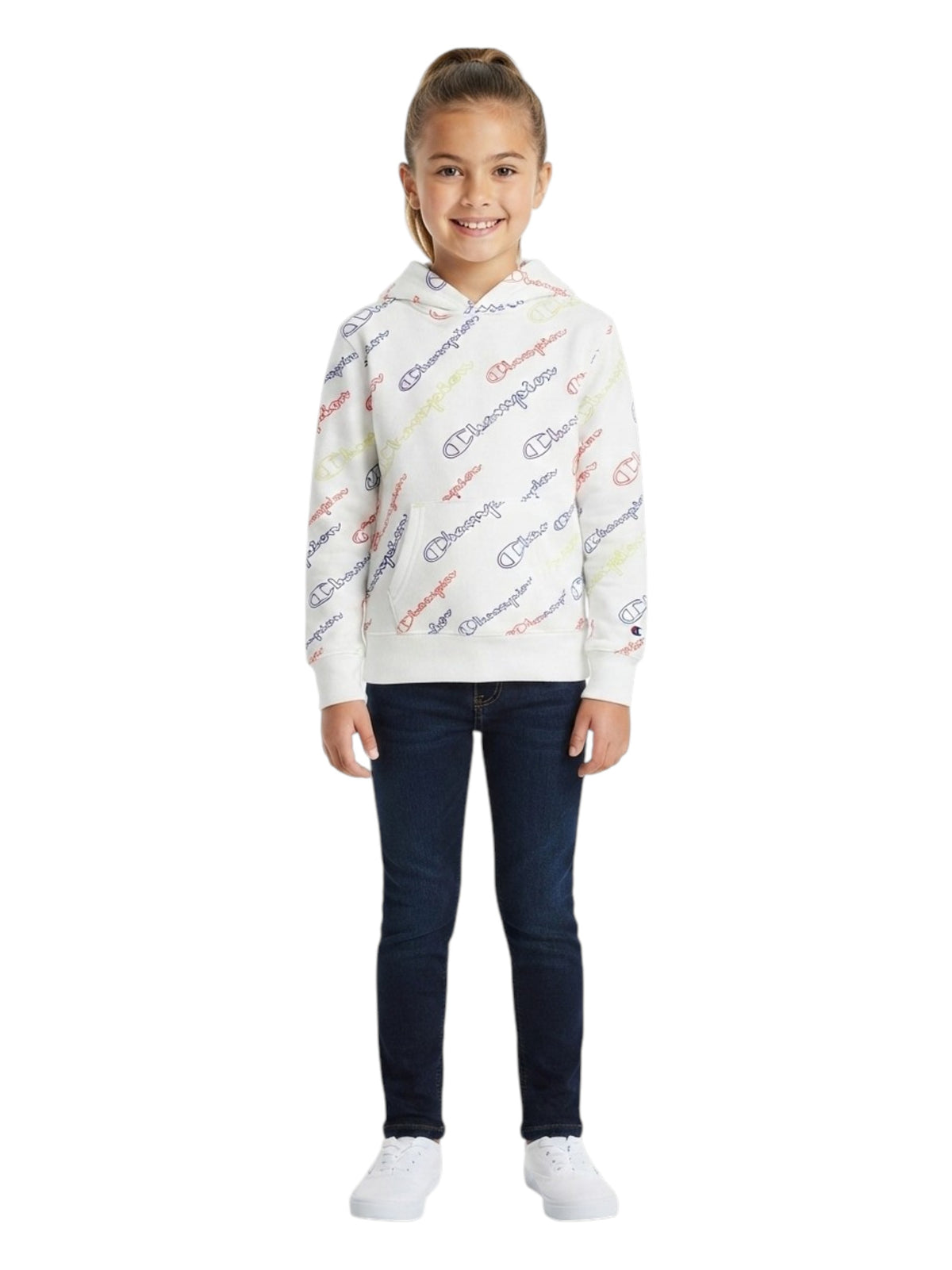 Image for Kids Girl's Brand Logo Printed Hoodies,White
