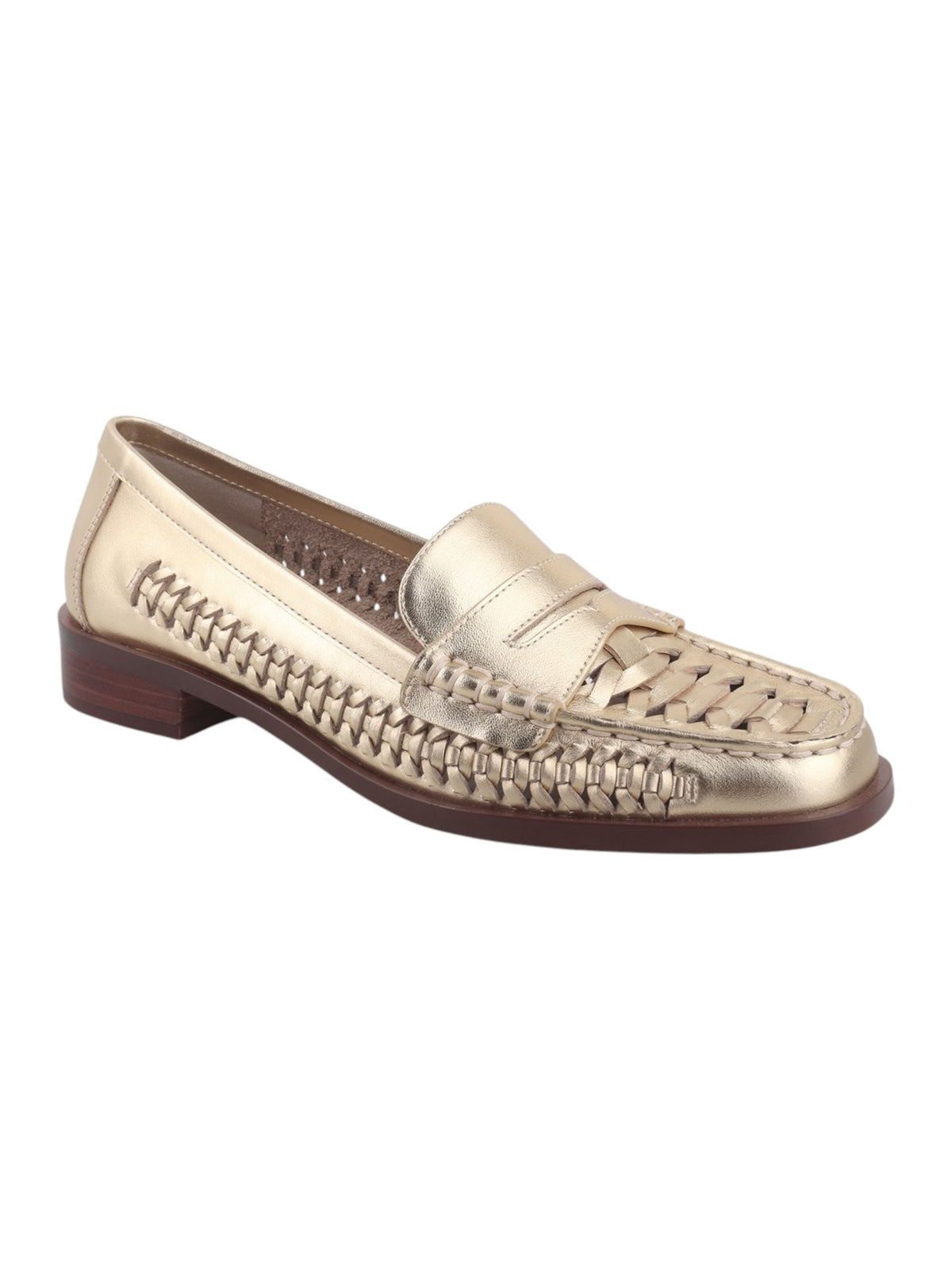 Image for Women's Plain Brynnlee Woven Loafers Shoes,Gold