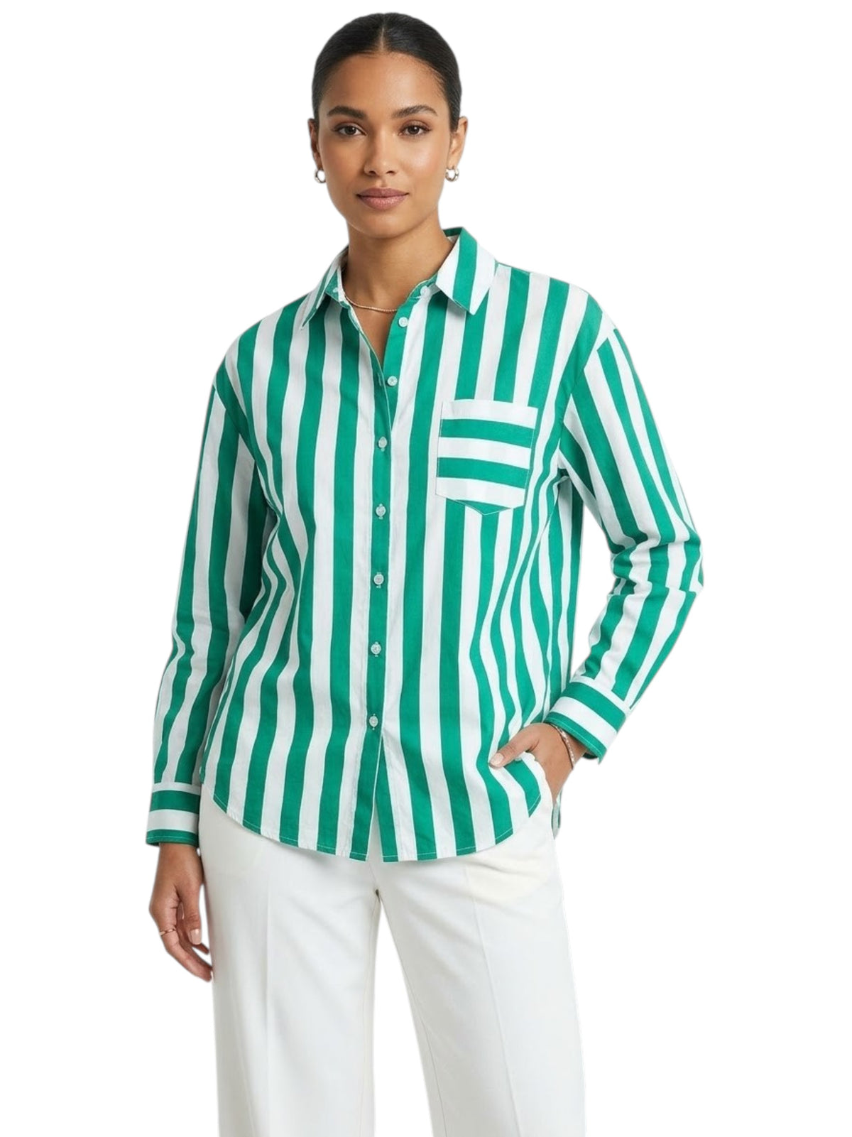 Image for Women's Striped Dress Shirt,Green