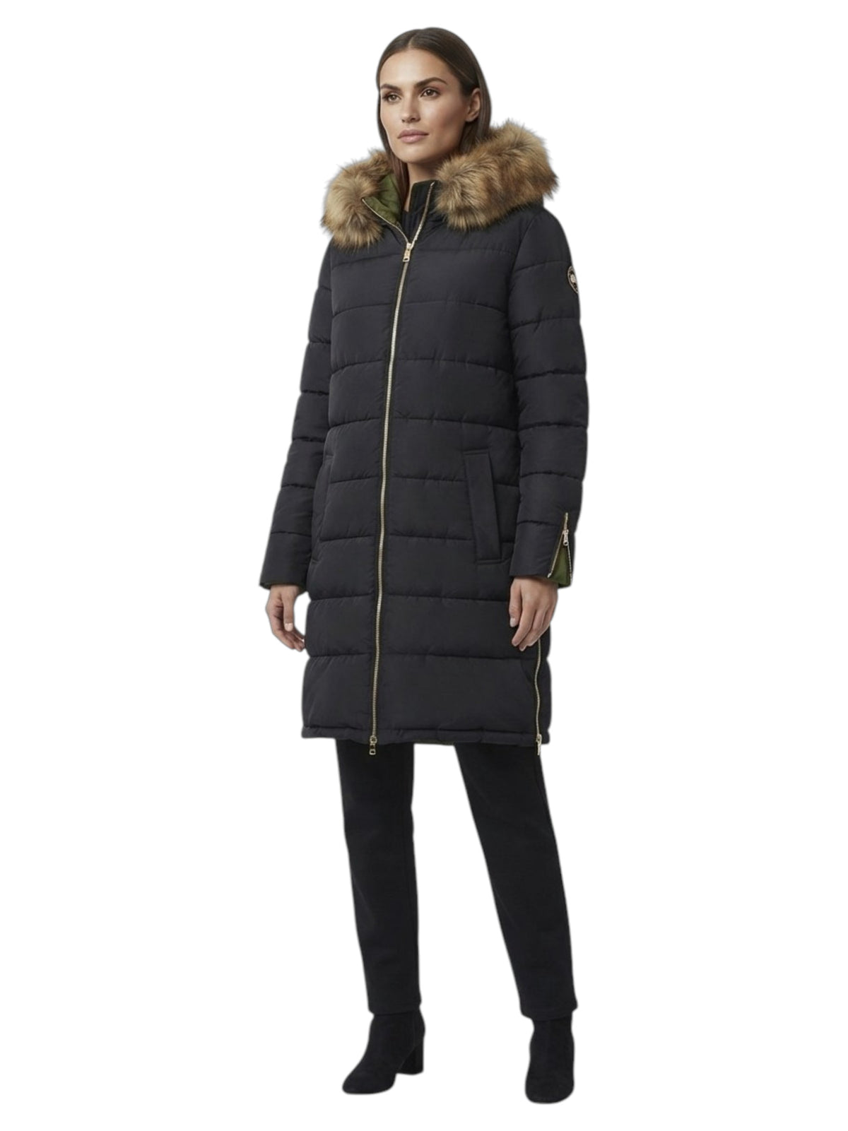 Image for Women's Quilted Puffer Long Jacket,Black