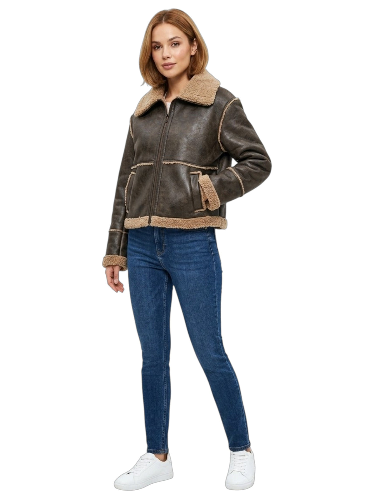 Image for Women's Plain Leather Inside Fur,Olive Green