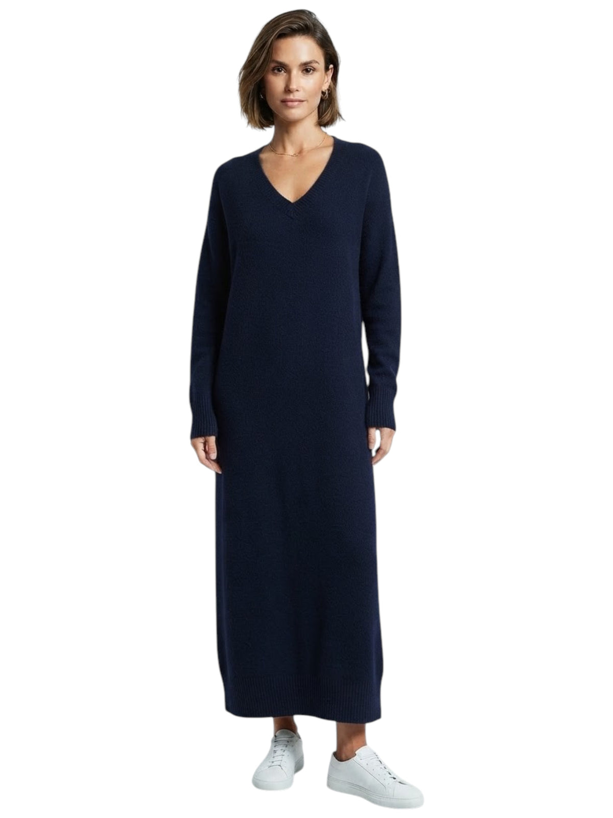 Image for Women's Plain Knitted Long Dress,Navy Blue