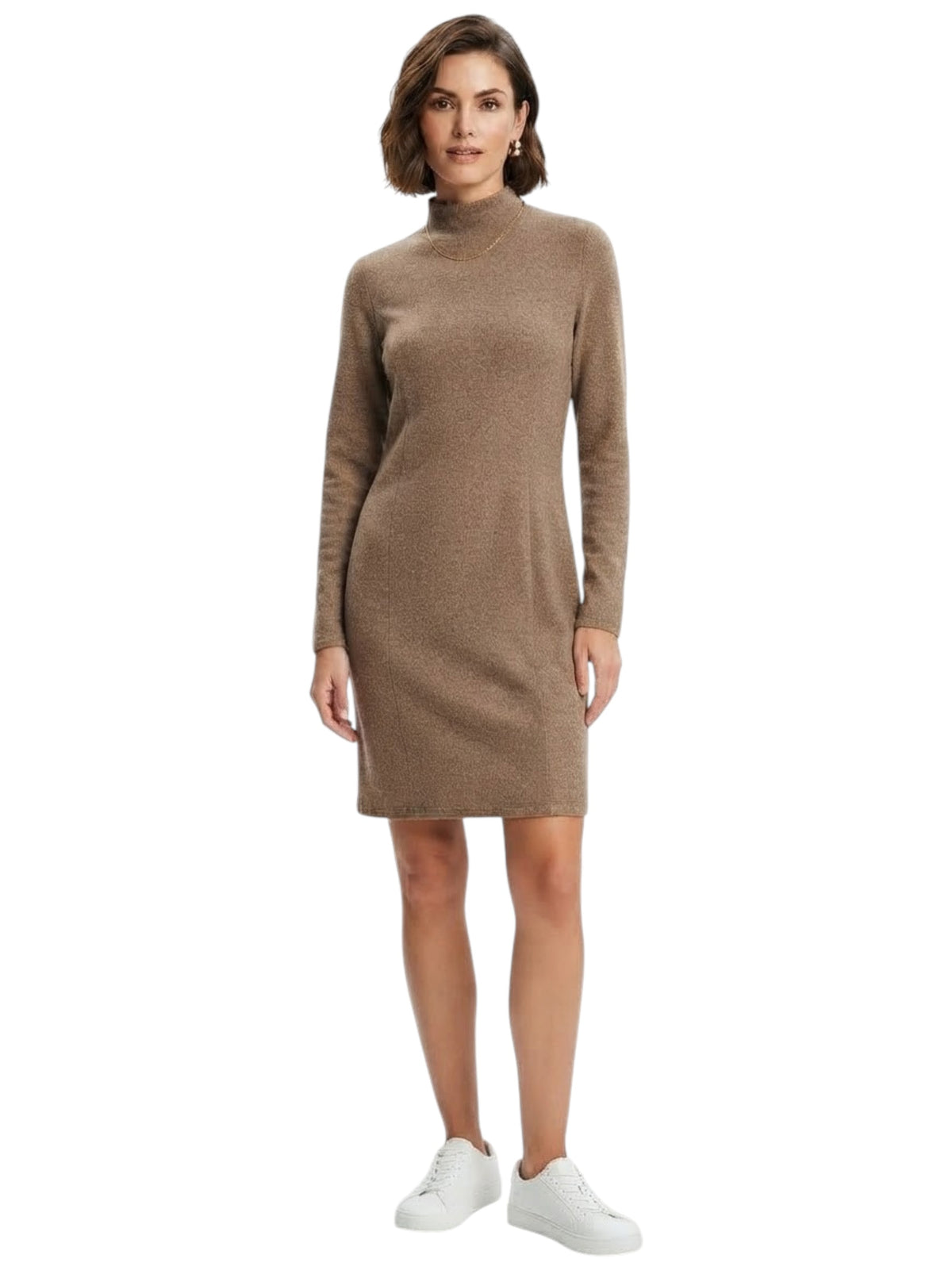 Image for Women's Textured Knitted Dress,Light Brown