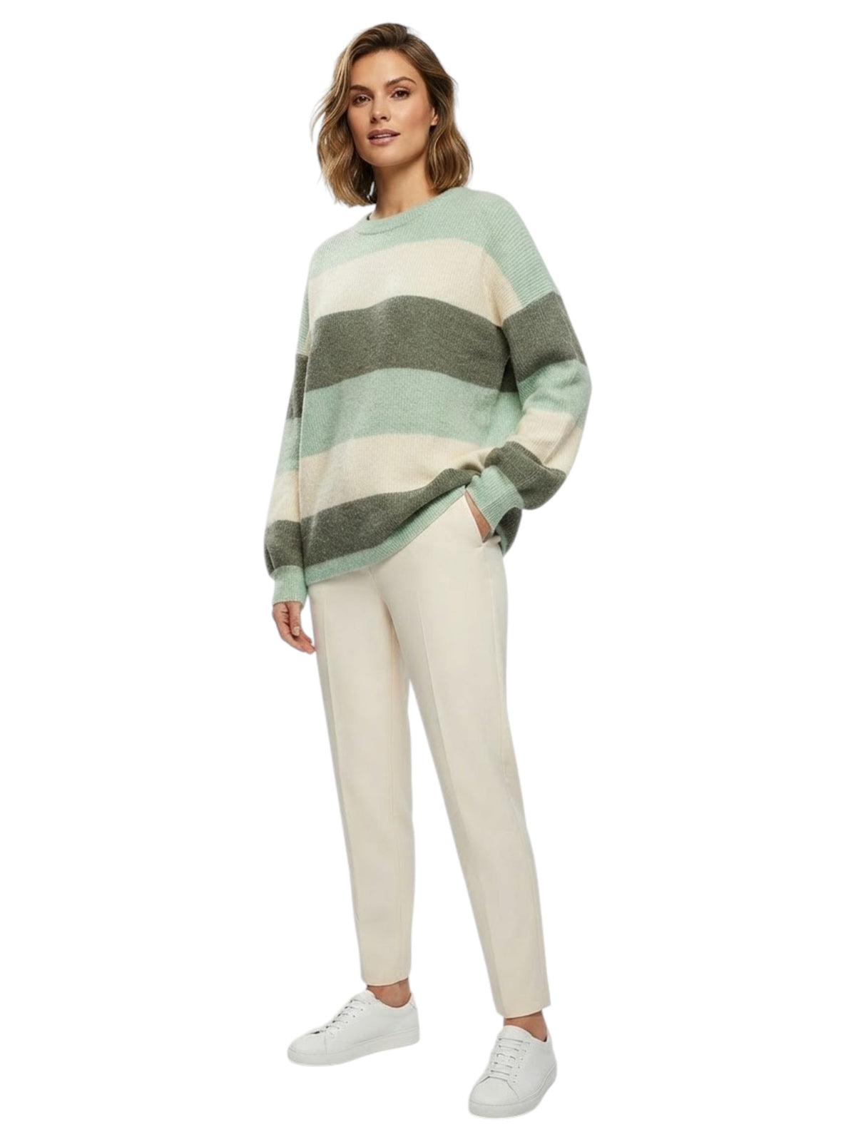 Image for Women's Striped Knitted Sweater,Multi