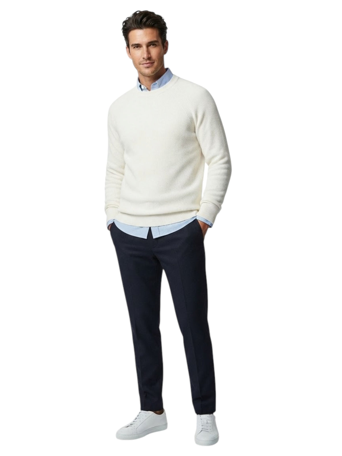 Image for Men's Textured Sweater,White