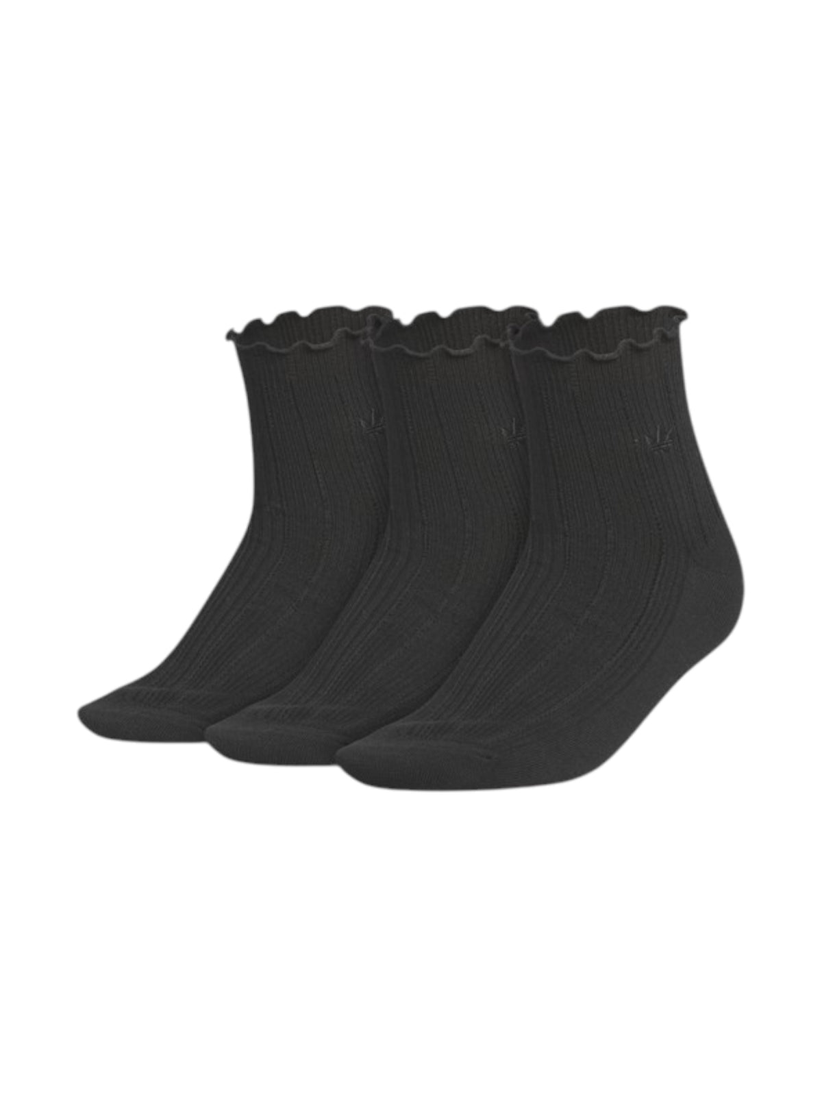 Image for Adidas Women's 3 Pairs Ribbed/Ruffle Ankle Socks Set,Black