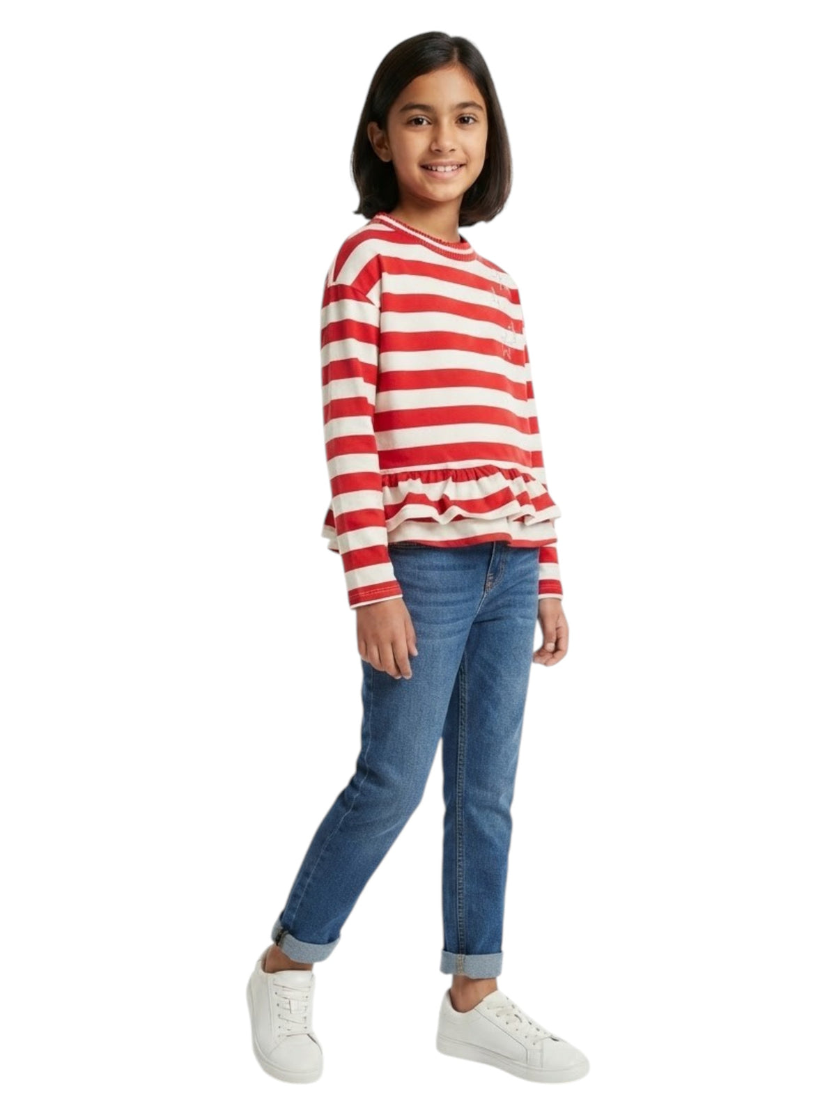 Image for Kids Girls Striped Top,Red/White