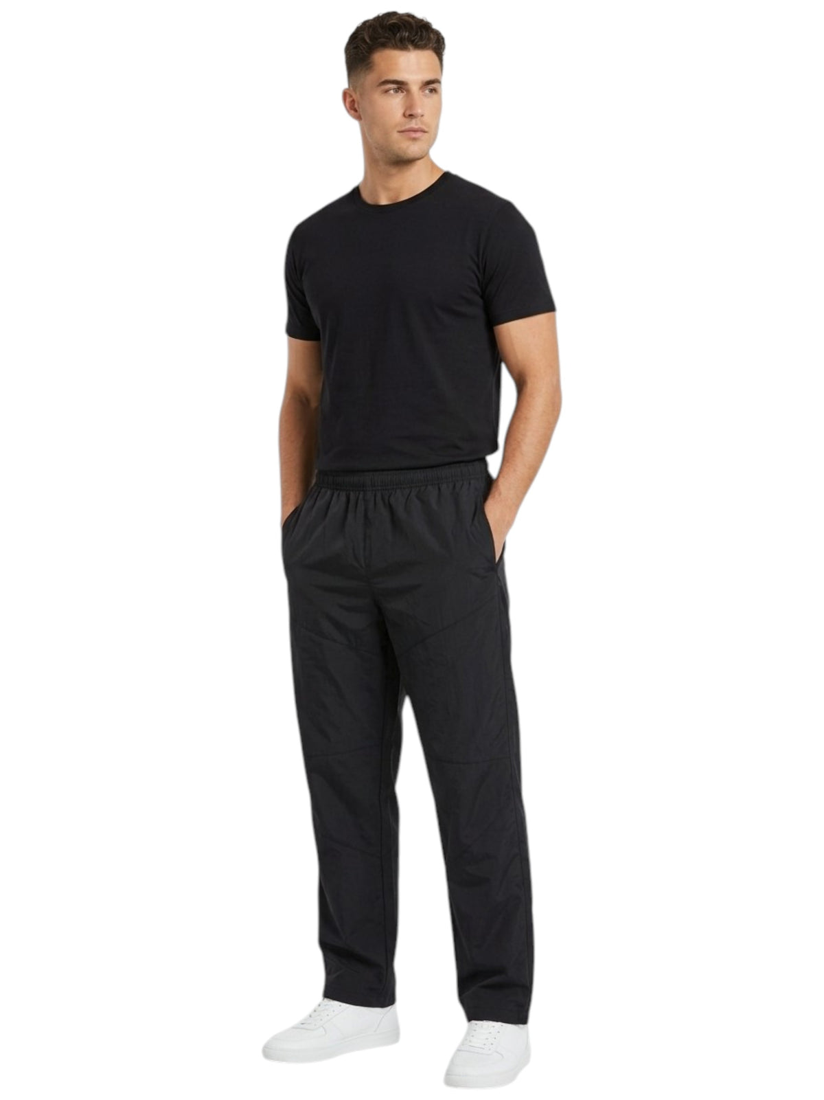 Image for Men's Plain Parachute Pants,Black