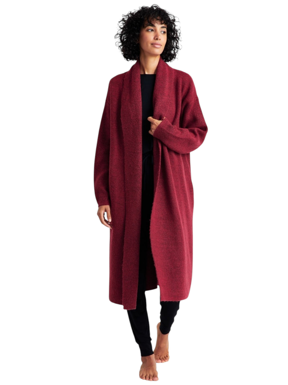 Image for Women's Ribbed Cardigan,Burgundy