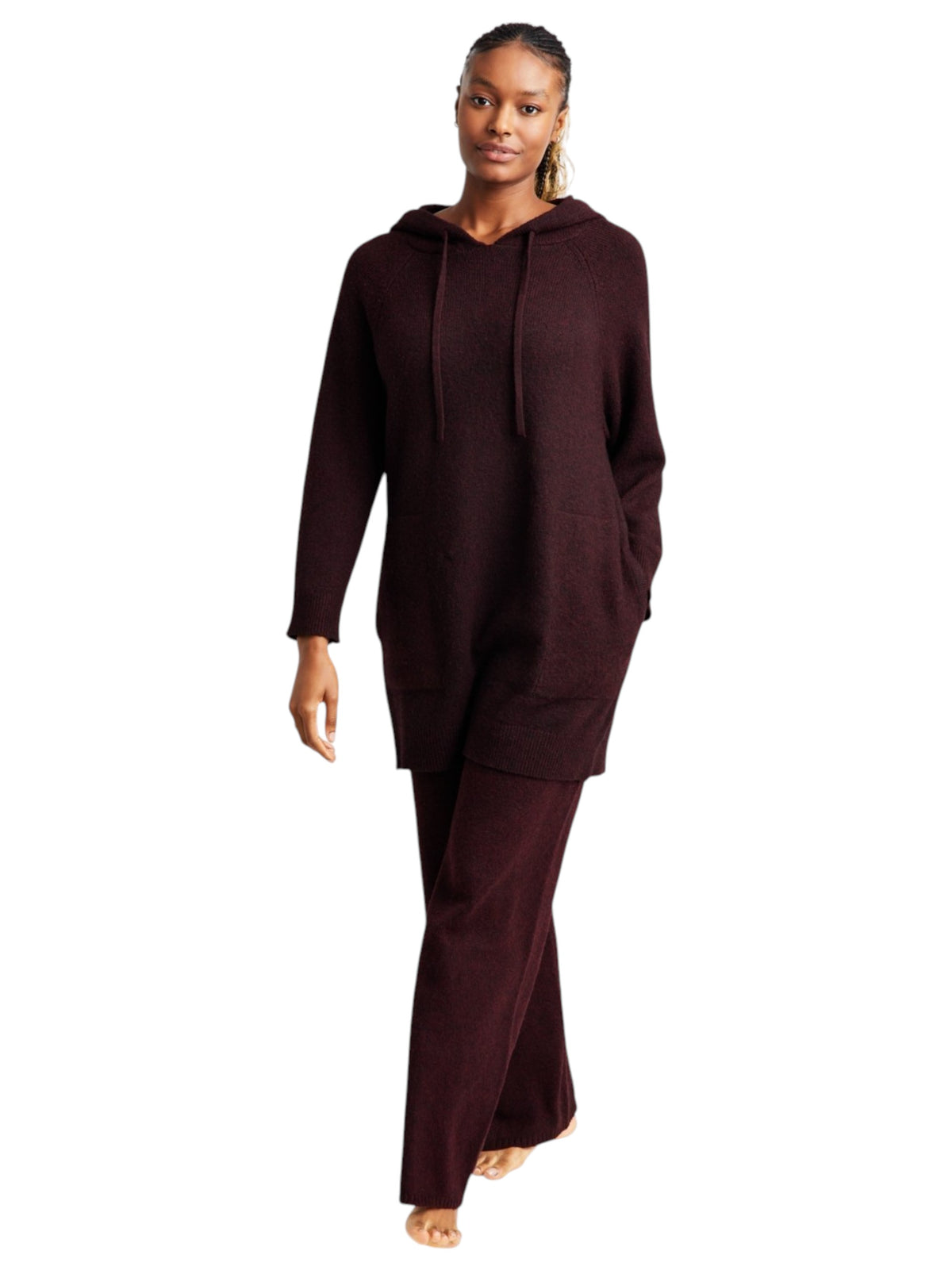 Image for Women's Ribbed Hoodie,Dark Purple