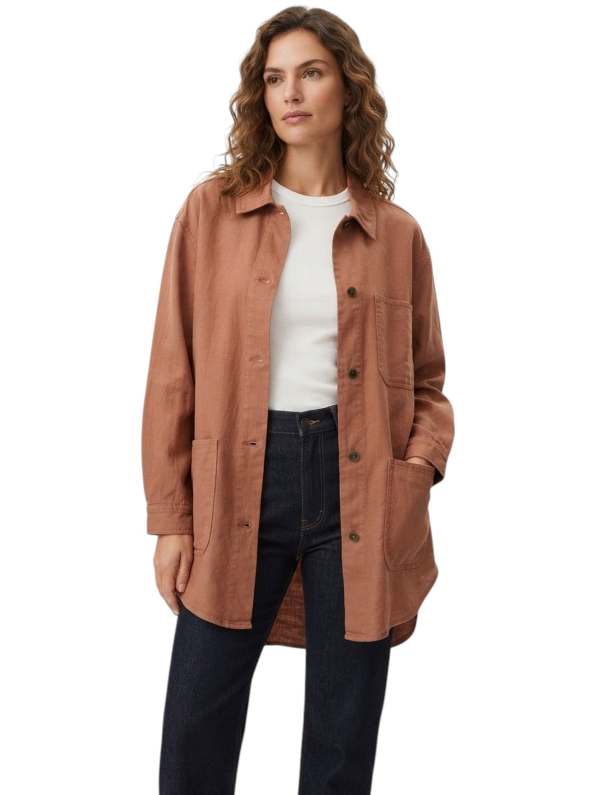 Image for Women's Plain Denim Jacket,Camel Brown